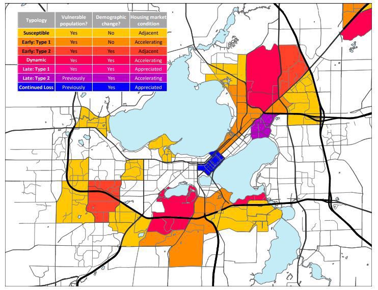 Gentrification, displacement map